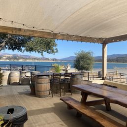 Patio with amazing lake view.