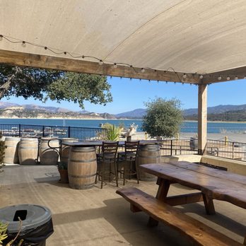 HOOK’d Bar and Grill - Patio with amazing lake view. - Breakfast & Brunch Near Me - Santa Barbara, California