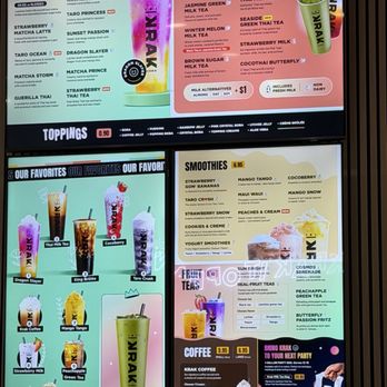 Krak Boba - Menu as of 1/2026 - Bubble Tea Near Me - Temecula, California