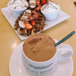 Oliver Brown - Dark hot chocolate and waffles with ice cream