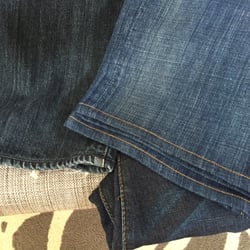 Original on the left... "Master Tailor" work on the right. Awful. Ruined $200 jeans.