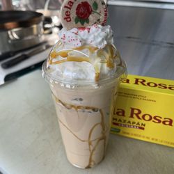 A Plus Creperie - Mazipan and Caramel shake topped with whip cream !!