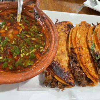 Peke's Pozole - Beef Birria tacos with consommé. Get it! It's worth ordering. - Mexican Near Me - Chicago, Illinois Peke's Pozole - Beef Birria tacos with consommé. Get it! It's worth ordering. - Mexican Near Me - Chicago, Illinois