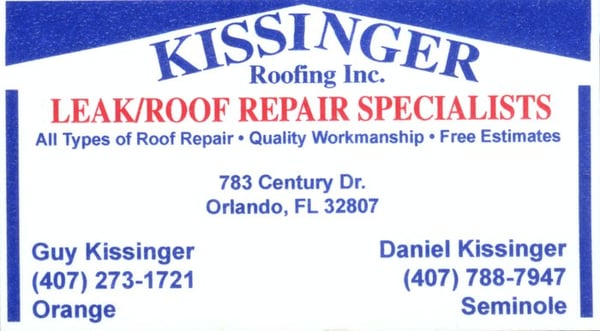 Kissinger Roofing Repair Logo