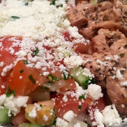Abe's Pitaria - Chicken Souvlaki with Israeli salad