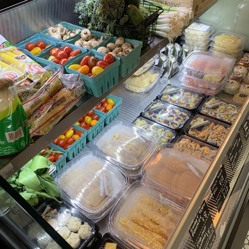 Veggies, sushi, shomai Veggies, sushi, shomai