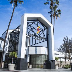 Stonewood Center - Palm-lined exterior entrance and Stonewood Center sign under a blue sky.