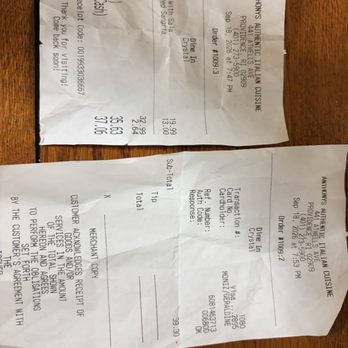 Anthony's Authentic Italian Cuisine - Bill with extra charge that doesn't make sense. - Bars Near Me - Providence, Rhode Island Anthony's Authentic Italian Cuisine - Bill with extra charge that doesn't make sense. - Bars Near Me - Providence, Rhode Island
