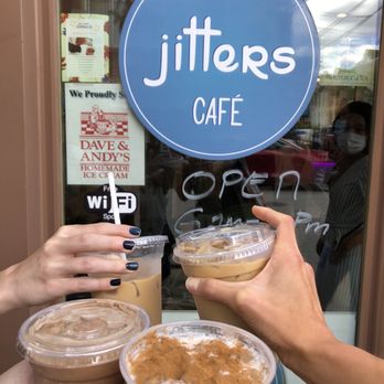 Jitters Cafe - Front: london fog, left front: mocha frap, back left: vanilla iced latte with oatmilk, back right: iced latte with oatmilk - Coffee & Tea Near Me - Pittsburgh, Pennsylvania Jitters Cafe - Front: london fog, left front: mocha frap, back left: vanilla iced latte with oatmilk, back right: iced latte with oatmilk - Coffee & Tea Near Me - Pittsburgh, Pennsylvania