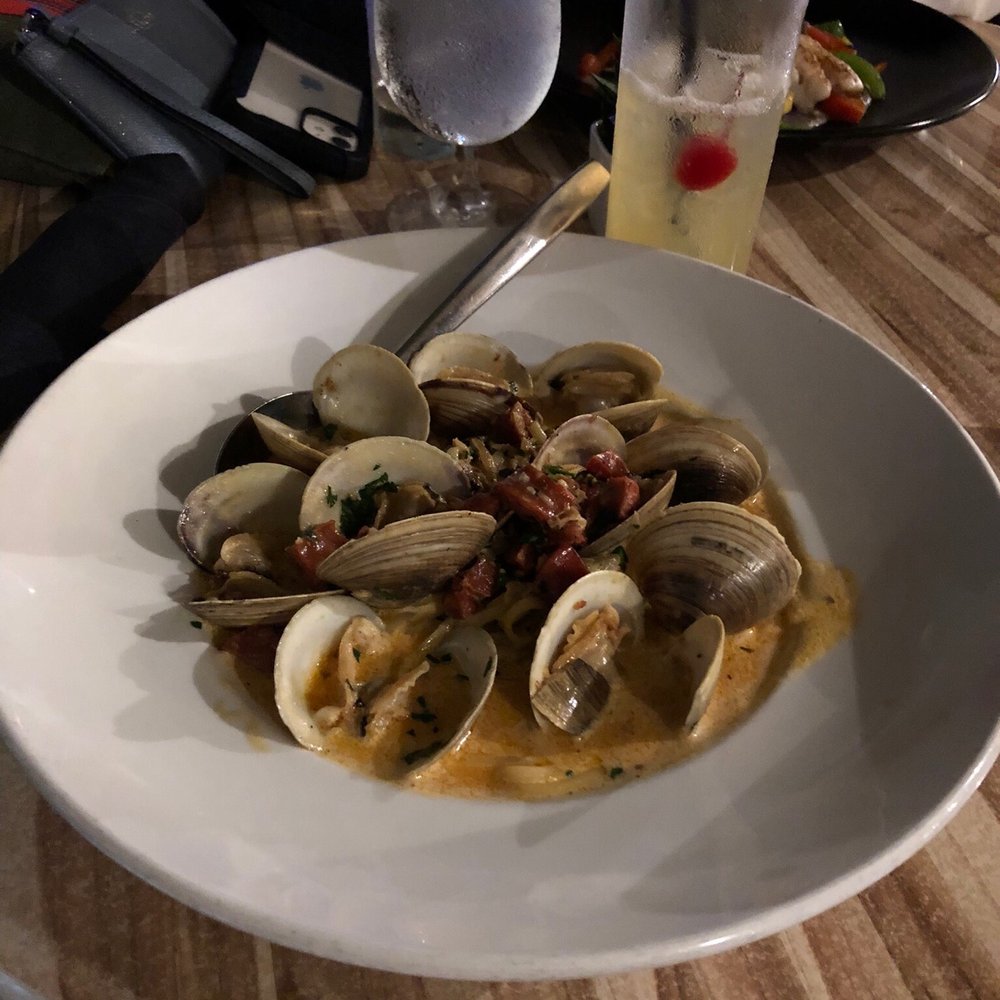 Juniper On The Water - Chorizo & Clams Linguini - Seafood Near Me - Hallandale Beach, Florida Juniper On The Water - Chorizo & Clams Linguini - Seafood Near Me - Hallandale Beach, Florida