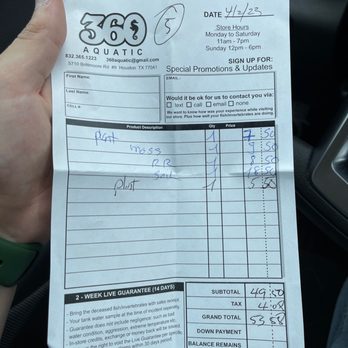 360 Aquatic - For the quality of the plants I got and soil this is a great total price! Awesome place! - Local Fish Stores Near Me - Houston, Texas