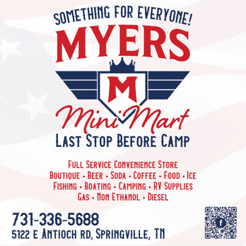 Myers Mini Mart - the front and back of the ad - Gas Stations Near Me - Springville, Tennessee Myers Mini Mart - the front and back of the ad - Gas Stations Near Me - Springville, Tennessee