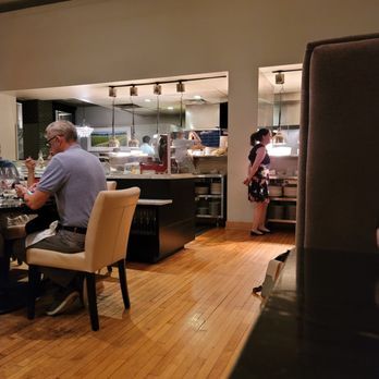 Cento - Looking into the kitchen. Note the floating island, where the pasta is made for all the guests to see - Italian Near Me - Madison, Wisconsin