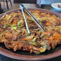 Beef and green onion pancake