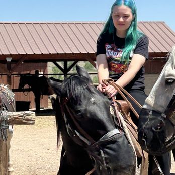 Bear Creek Stables - Winnie black horse with Gabby! - Horseback Riding Near Me - Morrison, Colorado