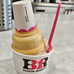 Baskin Robbins - Strawberry with a cone in a cup