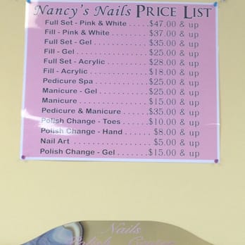 Nancys Nails - Price list posted on wall near front. - Nail Salons Near Me - Terre Haute, Indiana