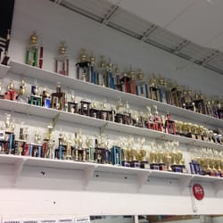 Gymnastics World - A small fraction of the awards in this gym.