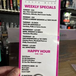 Happy Hour Menu!
