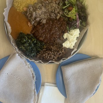Jebena Cafe - Meat Combination #2 (with injera on the side) - Ethiopian Near Me - Seattle, Washington