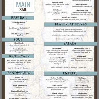MainSail - Dinner Menu - New American Near Me - Newport, Rhode Island