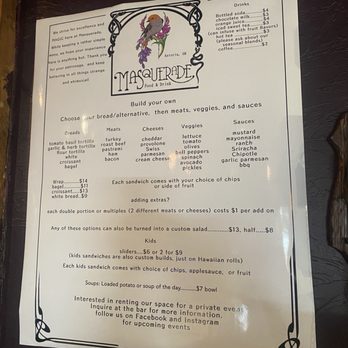 Masquerade food and drink