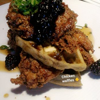 Inspire Restaurant - Chicken waffles -  the waffles were a bit soggy after all the photo taking but it was still good! - Asian Fusion Near Me - Markham, Ontario
