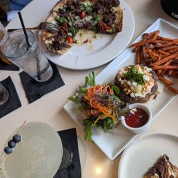 Short rib pizza, lamb burger Short rib pizza, lamb burger