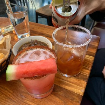 Tacolicious - Watermelon margarita (left) and Michelada (right) - Cocktail Bars Near Me - San Francisco, California