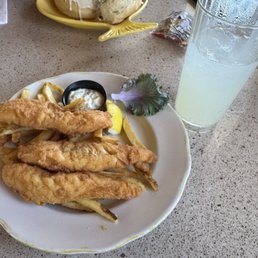 Fish and Chips (3-piece) w/ Lemonade. Fish and Chips (3-piece) w/ Lemonade.