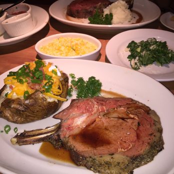 Houston's Restaurant - Medium Rare Prime Rib with Loaded Baked Potato - Steakhouses Near Me - Pasadena, California