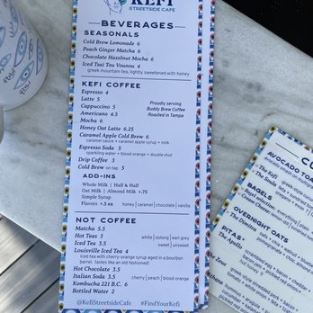 Kefi Streetside Cafe - Beverage menu - Coffee & Tea Near Me - Bradenton, Florida
