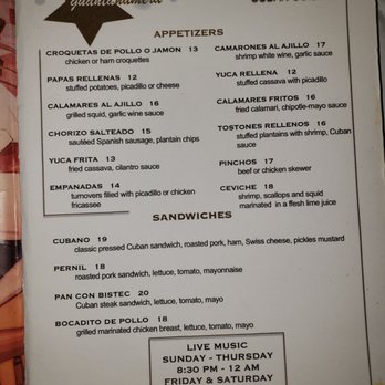 Guantanamera - Menu - Cuban Near Me - New York, New York
