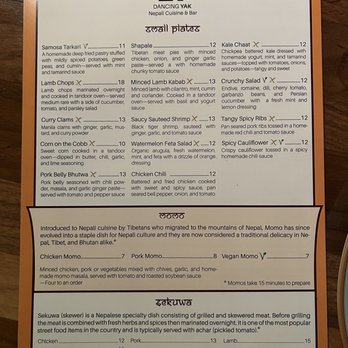 Dancing Yak - Menu 1/2 - Himalayan/Nepalese Near Me - San Francisco, California