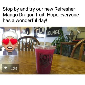 Coffee Around The Corner - Mango dragon fruit Refresher! - Coffee & Tea Near Me - Bullard, Texas Coffee Around The Corner - Mango dragon fruit Refresher! - Coffee & Tea Near Me - Bullard, Texas