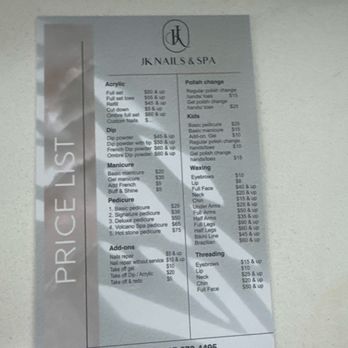 JK Nails & Spa - Price list - Nail Salons Near Me - Orlando, Florida JK Nails & Spa - Price list - Nail Salons Near Me - Orlando, Florida