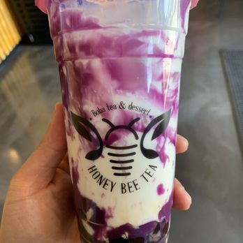 Honey Bee Tea - Ube Taro Latte with boba. ~$10 after tax. Drink was filled with 3/4 ice. Tasted like sweet milk. - Bubble Tea Near Me - Manchester, Missouri Honey Bee Tea - Ube Taro Latte with boba. ~$10 after tax. Drink was filled with 3/4 ice. Tasted like sweet milk. - Bubble Tea Near Me - Manchester, Missouri