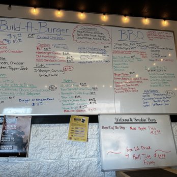 Smokin’ Buns - Menu on a few whiteboards - Burgers Near Me - West, Texas Smokin’ Buns - Menu on a few whiteboards - Burgers Near Me - West, Texas