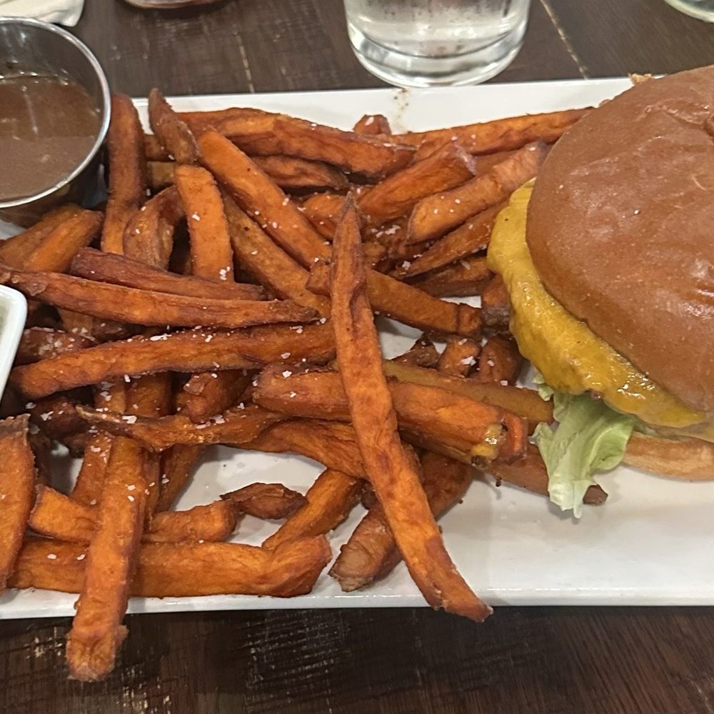 Black Fork Bistro - Classic Burger with Sweet Potato Fries! - Salad Near Me - Loudonville, Ohio