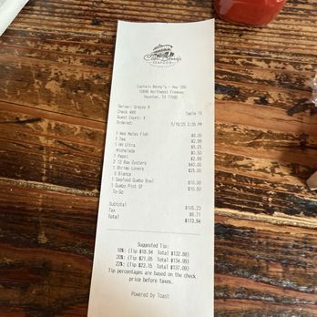 Capt Benny’s - The receipt of what we ate - Seafood Near Me - Houston, Texas Capt Benny’s - The receipt of what we ate - Seafood Near Me - Houston, Texas