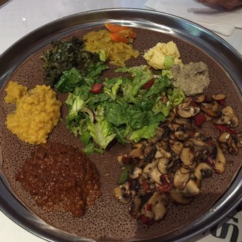 Lemat - Veggie combo and mushroom tibs. - Ethiopian Near Me - Berkeley, California