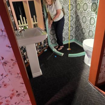 Holey Moley - Grandma making her putt. - Mini Golf Near Me - Irvine, California