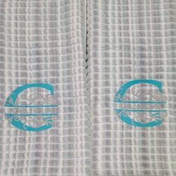 Same monogram towels just different color scheme.