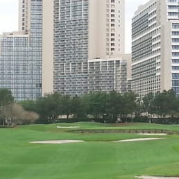 Looking back down the fairway with the Marriott as the backdrop to this beautiful hole