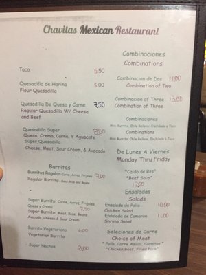 Menu photo 5 Chavitas San Francisco, CA