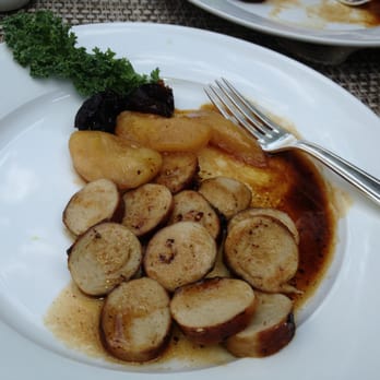 The Chanric Inn - Chanric Inn Breakfast: Sausage with poached Asian pears, soaked in Calvados. - Bed & Breakfast Near Me - Calistoga, California