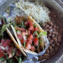 Chicken and steak tacos!