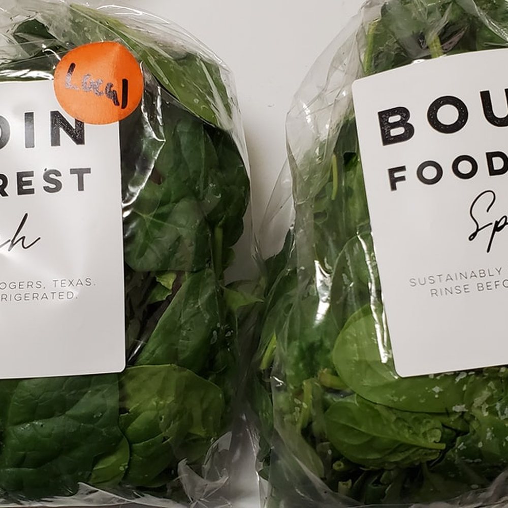 Bouldin Food Forest - Bouldin Food Farms Spinach bought from Wheatsville South Lamar - Fruits & Veggies Near Me - Rogers, Texas Bouldin Food Forest - Bouldin Food Farms Spinach bought from Wheatsville South Lamar - Fruits & Veggies Near Me - Rogers, Texas