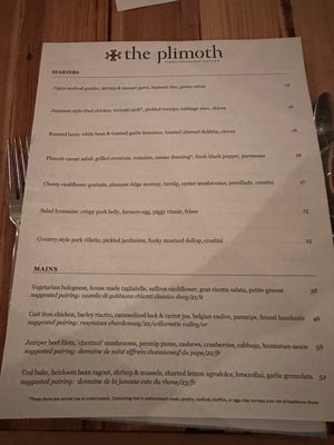 Menu photo 1 The Plimoth Denver, CO