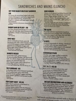 Menu photo 2 The Floridian Saint Augustine, FL